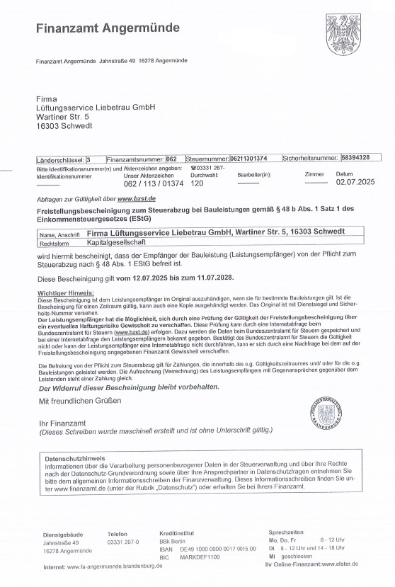 Freistellungsbescheid